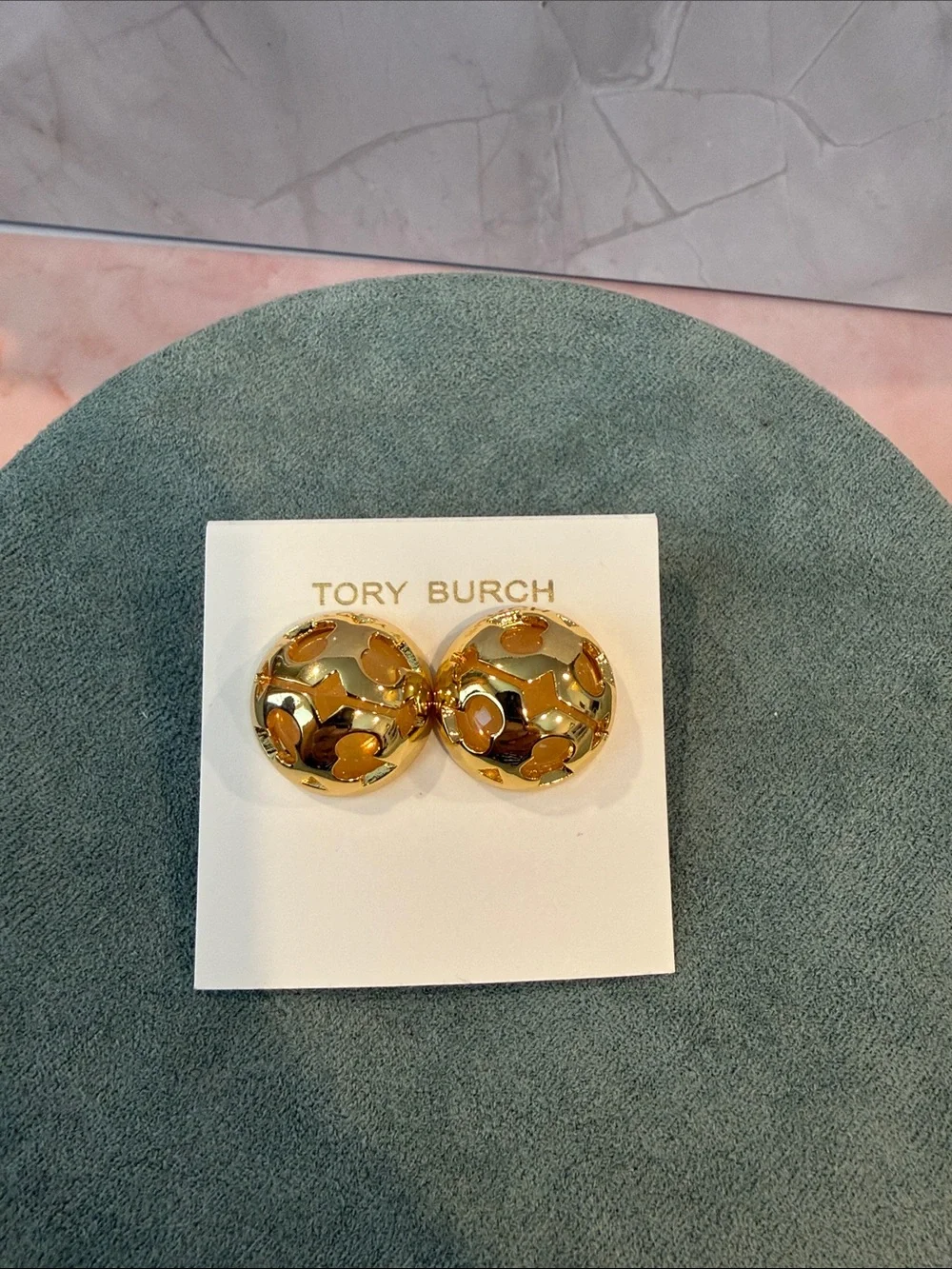 Tory Burch | Polished Gold Cutout Dome Stud Earrings